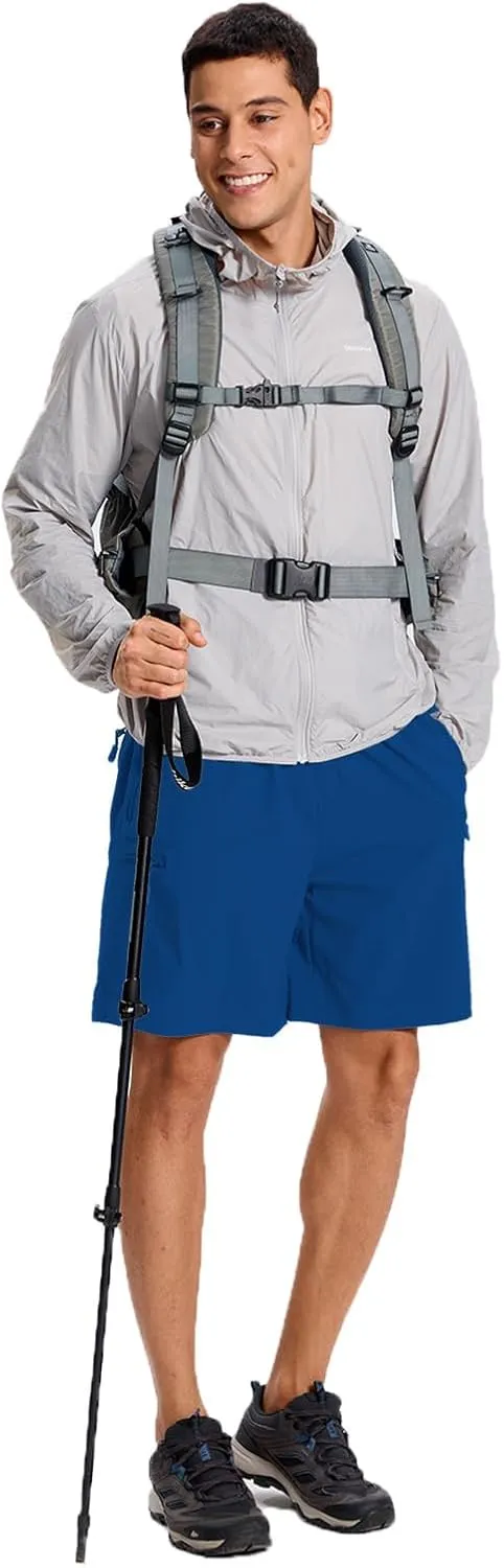 Mens Hybrid Shorts for Running Athletic Hiking Sports Workout Quick Dry Lightweight Breathable with 4 Zipper Pocket