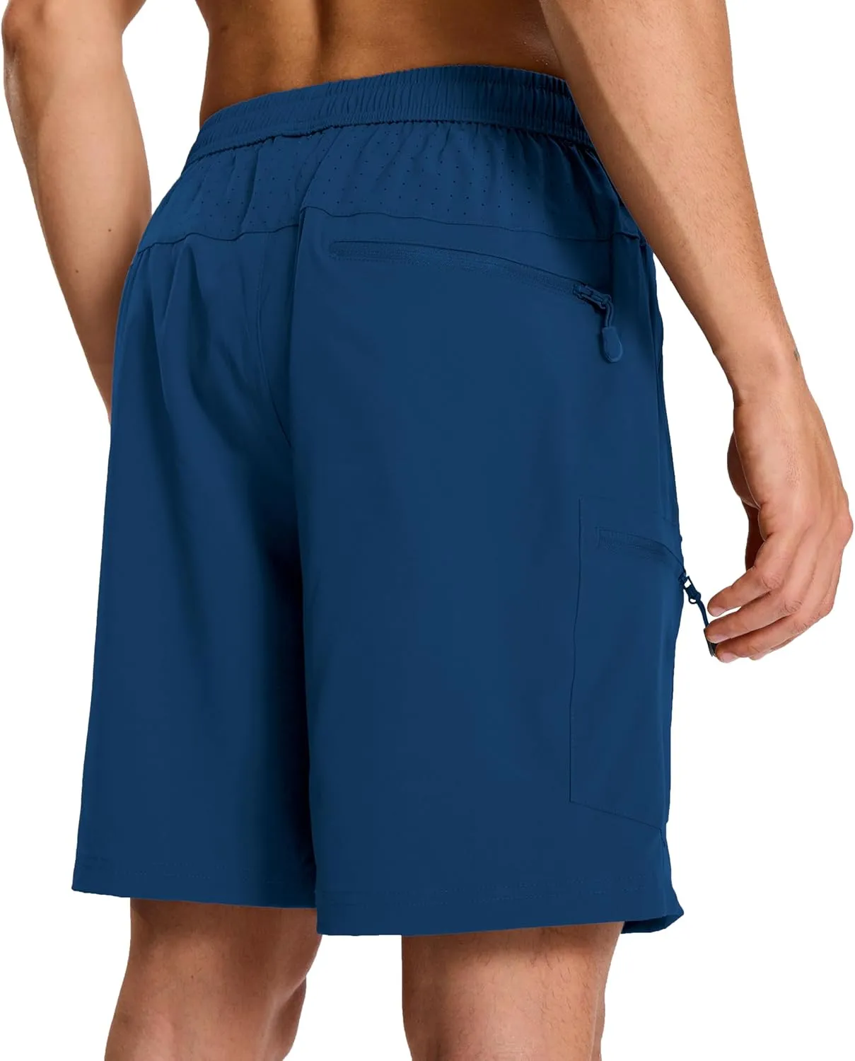 Mens Hybrid Shorts for Running Athletic Hiking Sports Workout Quick Dry Lightweight Breathable with 4 Zipper Pocket