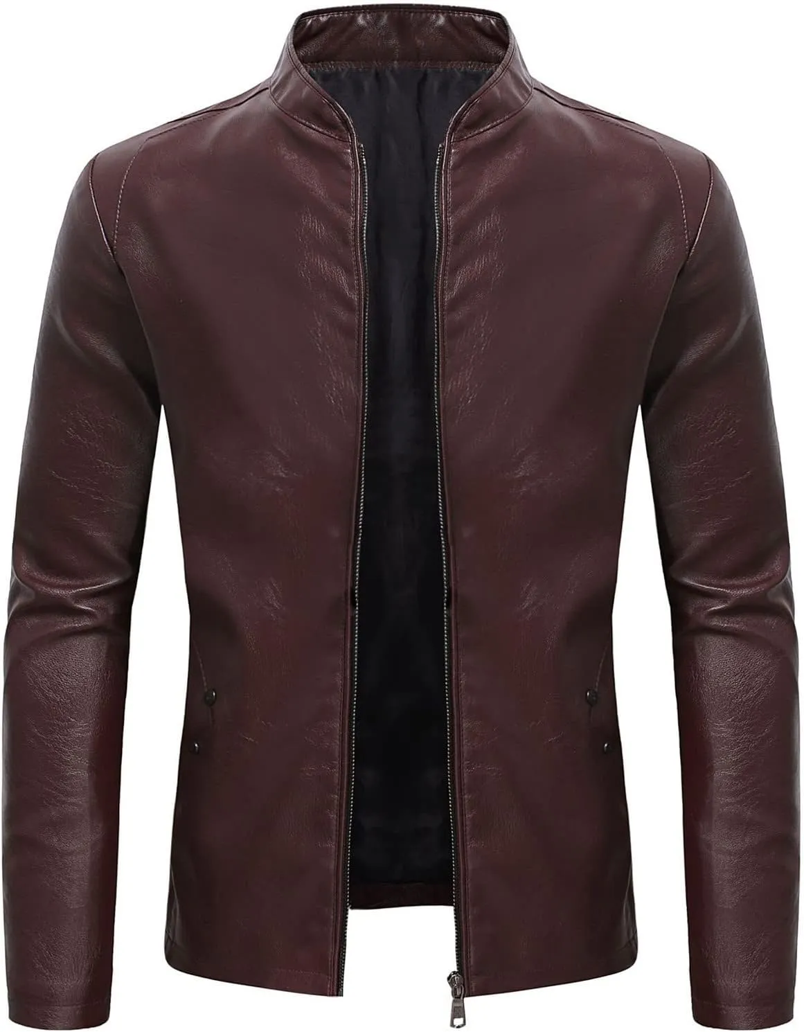 Men's Jacket Vintage Faux Leather Aviator Bomber Jackets Coat Zipper Stand-Collar Coats Warm Fit Thick Outwear