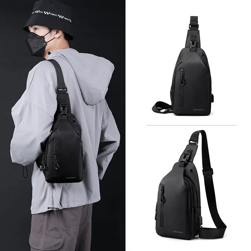 Men's Large Capacity Korean Style Motorcycle Waterproof Men's Chest Bags