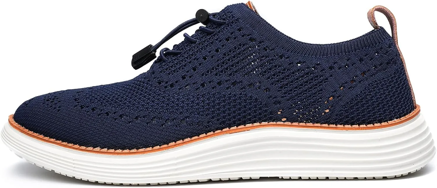 Men's Lightweight Casual Sneakers Dress Oxfords Business Walking Shoes Loafers Comfortable Breathable Mesh Arch Support