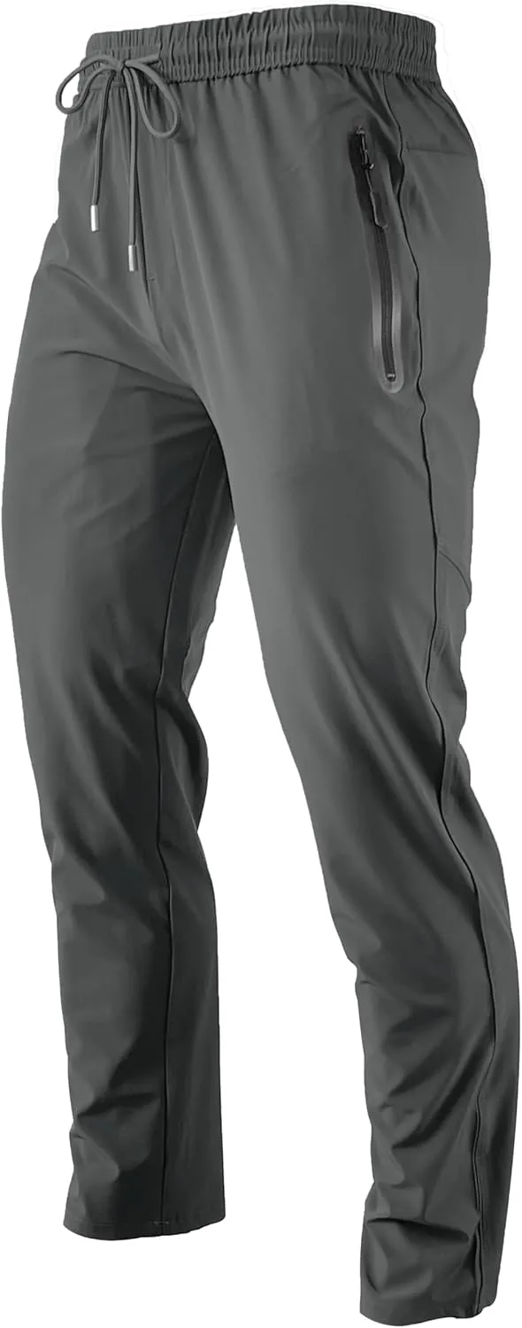 Men's Lightweight Quick Dry Hiking Running Pants Outdoor Sports Breathable Zipper Pockets Athletic Work Pants