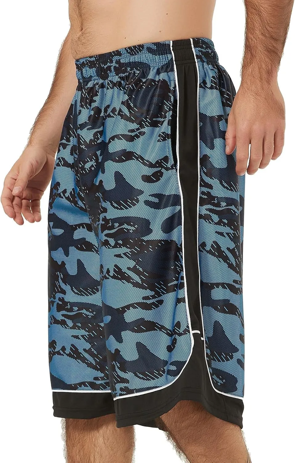 Men's Long Athletic Shorts Basketball Gym Quick Dry Camo Shorts with Pockets