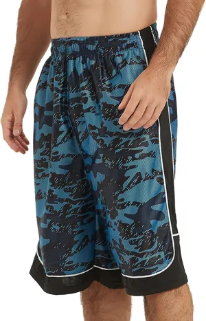Men's Long Athletic Shorts Basketball Gym Quick Dry Camo Shorts with Pockets