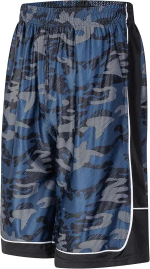 Men's Long Athletic Shorts Basketball Gym Quick Dry Camo Shorts with Pockets