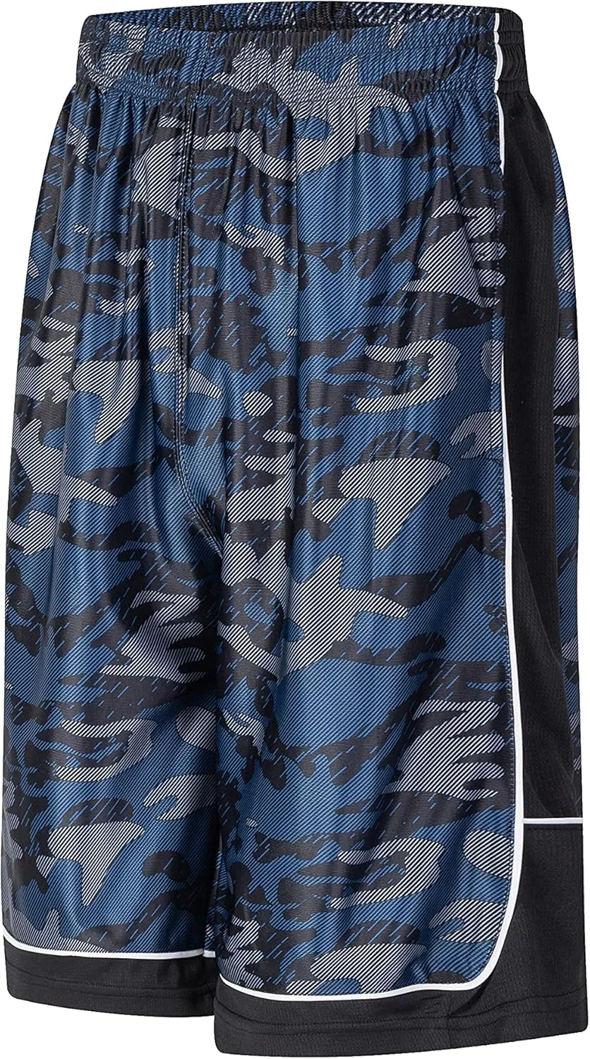 Men's Long Athletic Shorts Basketball Gym Quick Dry Camo Shorts with Pockets