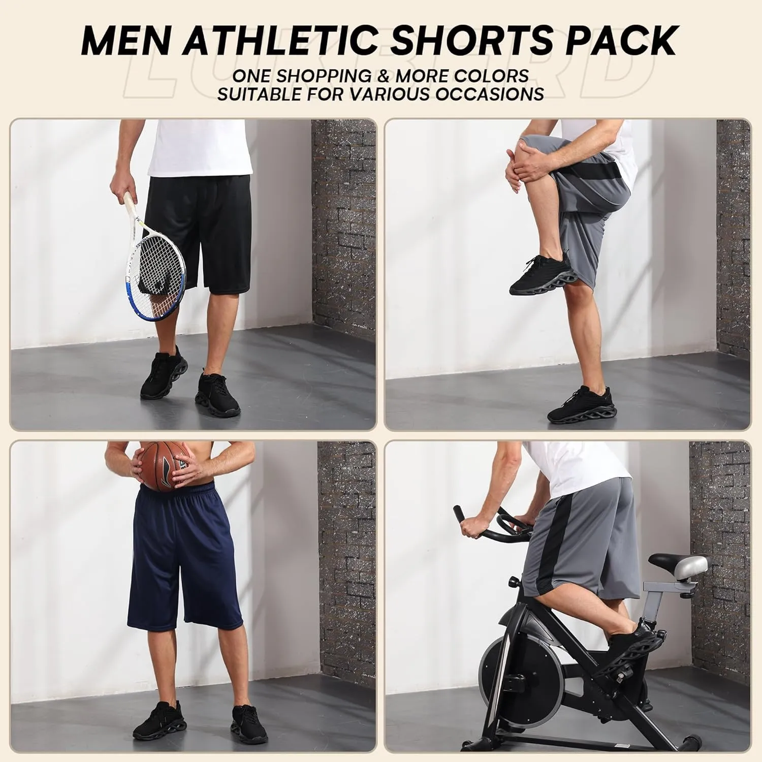 Men's Long Athletic Shorts Basketball Gym Quick Dry Camo Shorts with Pockets