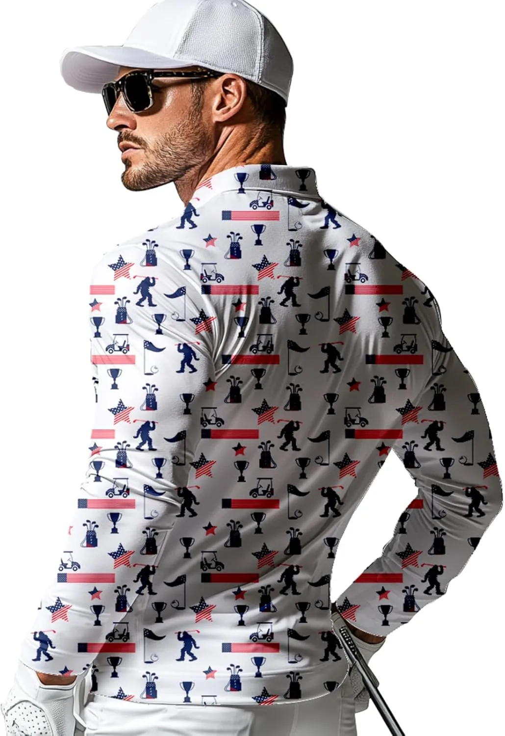 Men's Long Sleeve Golf Shirt Quick Dry 3 Button Work Fishing Outdoor Casual Collar Shirt