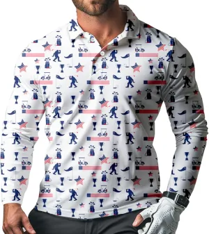Men's Long Sleeve Golf Shirt Quick Dry 3 Button Work Fishing Outdoor Casual Collar Shirt