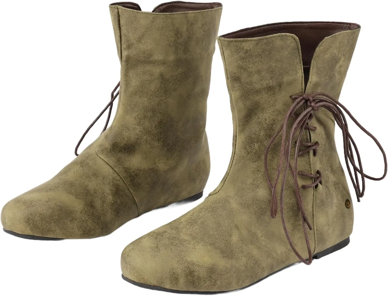 Mens Medieval Renaissance Cosplay Boots Halloween PU Leather Vintage Pirate Viking Shoes