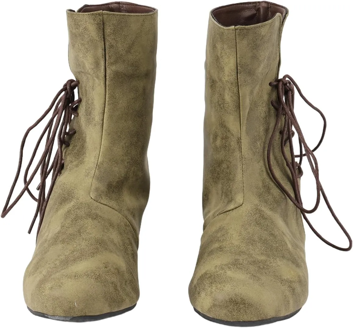 Mens Medieval Renaissance Cosplay Boots Halloween PU Leather Vintage Pirate Viking Shoes