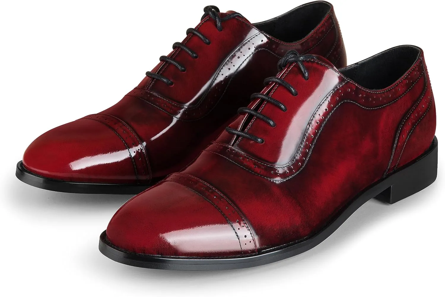 Mens Oxford Leather Shoes, Lightweight and Breathable Dress Shoes for Men