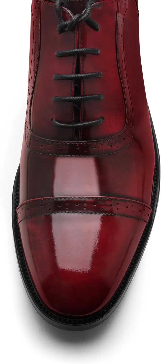 Mens Oxford Leather Shoes, Lightweight and Breathable Dress Shoes for Men