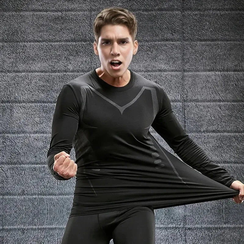 Men’s Quick-Dry Compression Sports Top — Long Sleeve for Running, Cycling, Fitness & Training