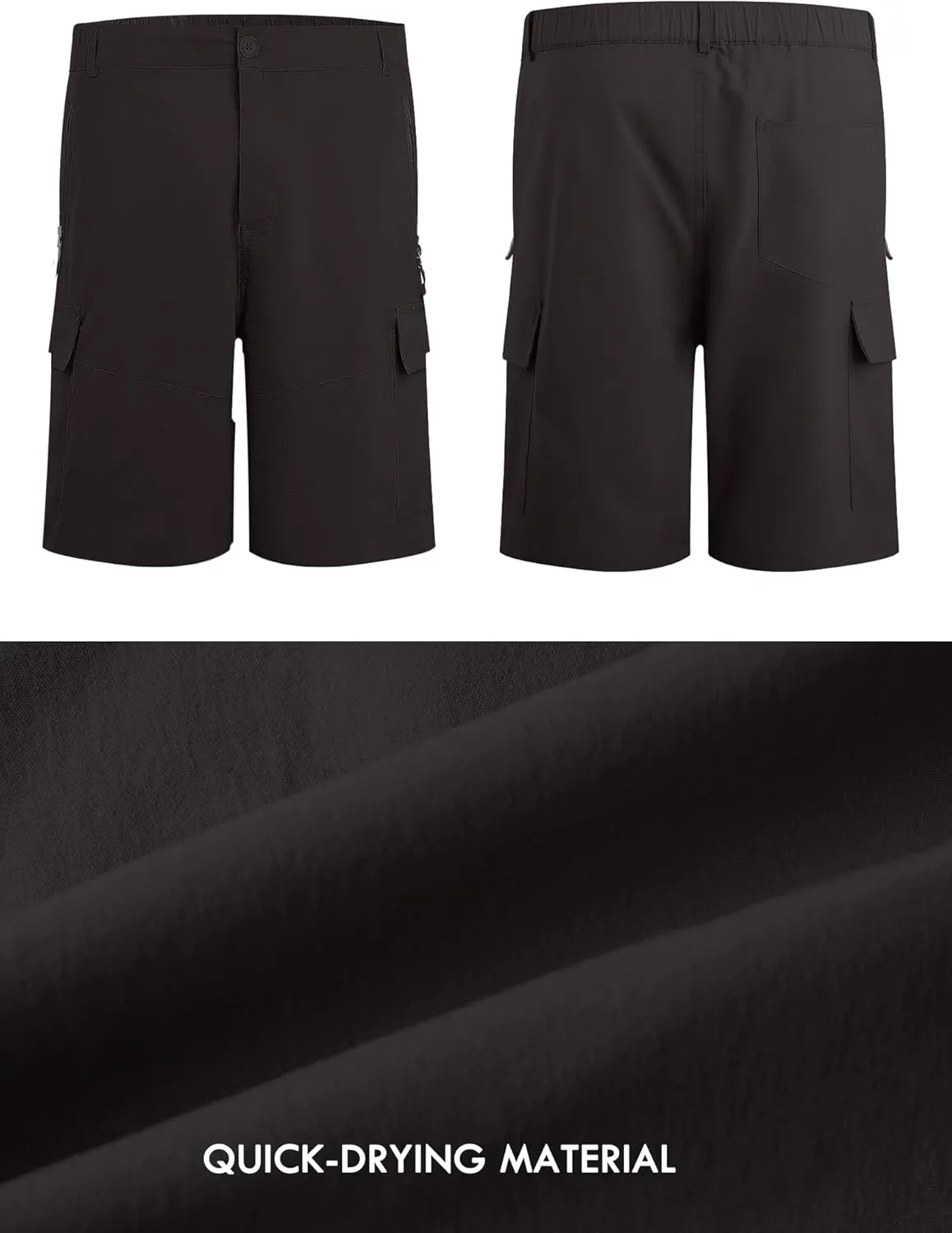 Men's Quick Dry Hiking Cargo Shorts Lightweight UPF 50  Outdoor Climbing Work Shorts with Zipper Pockets S-2XL