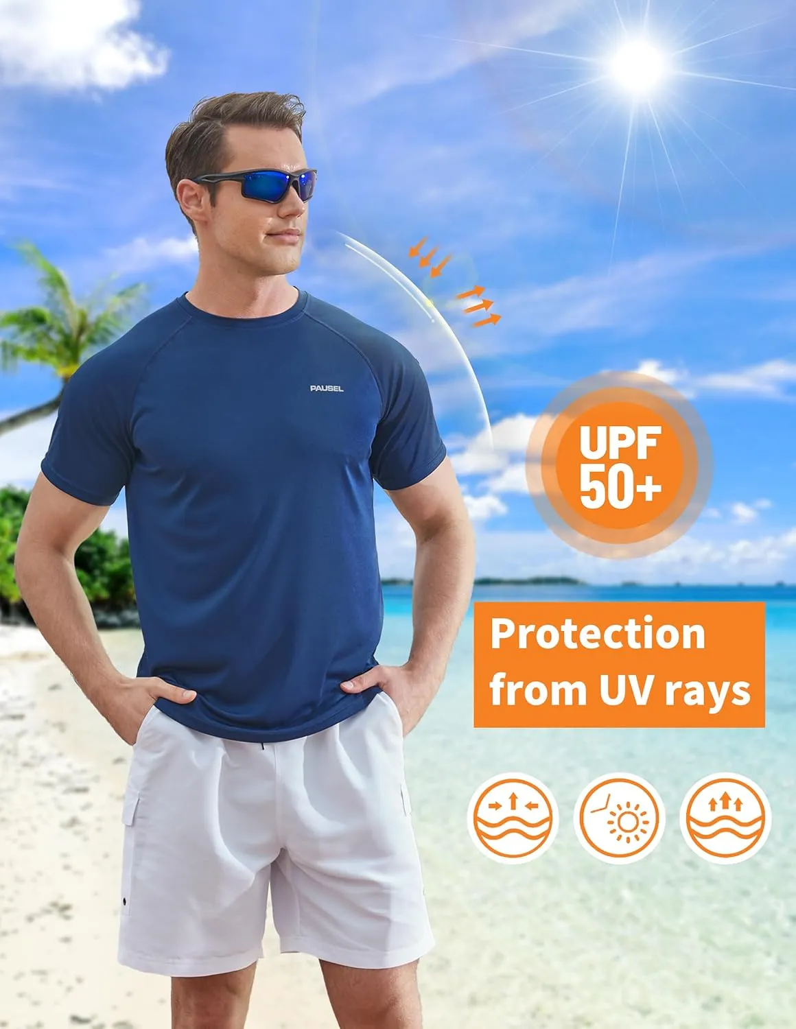 Men's Rash Guard Swim Shirts Short Sleeve UV Sun Protection Quick Dry UPF 50  SPF Fishing Beach Water Shirt