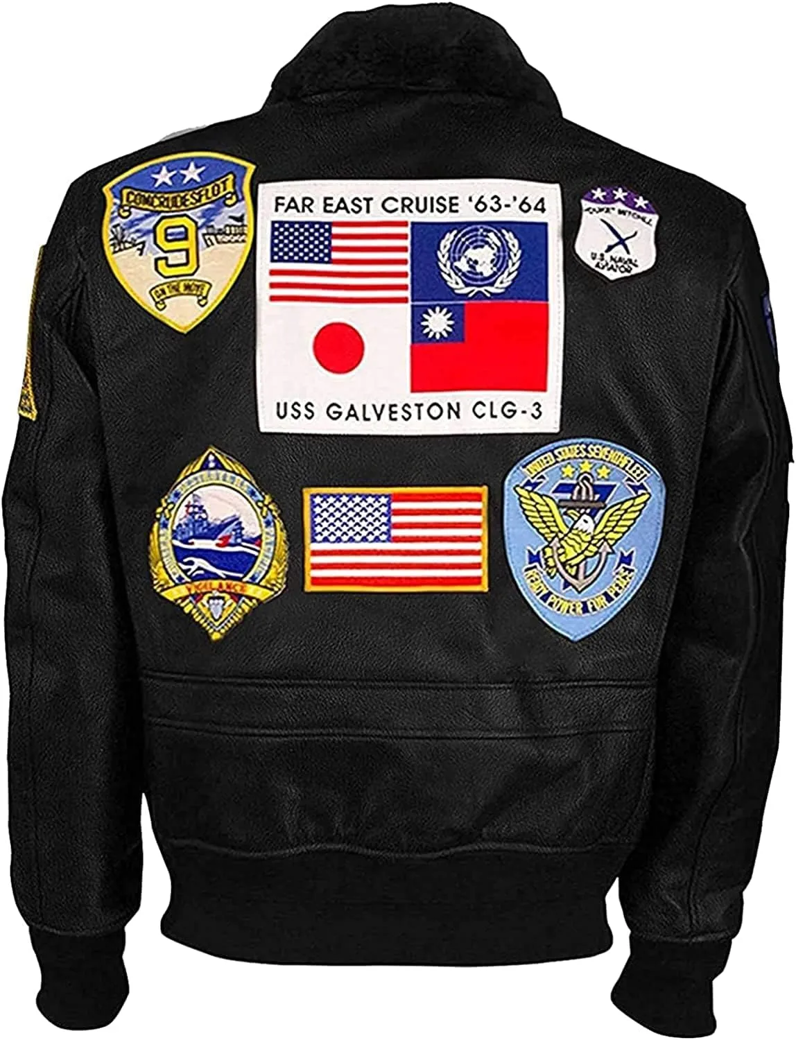Mens Real Leather Fur Collar Flight Jacket Tom Air Force Aviator Pilot Flying G1 Bomber USAAF Maverick Jacket