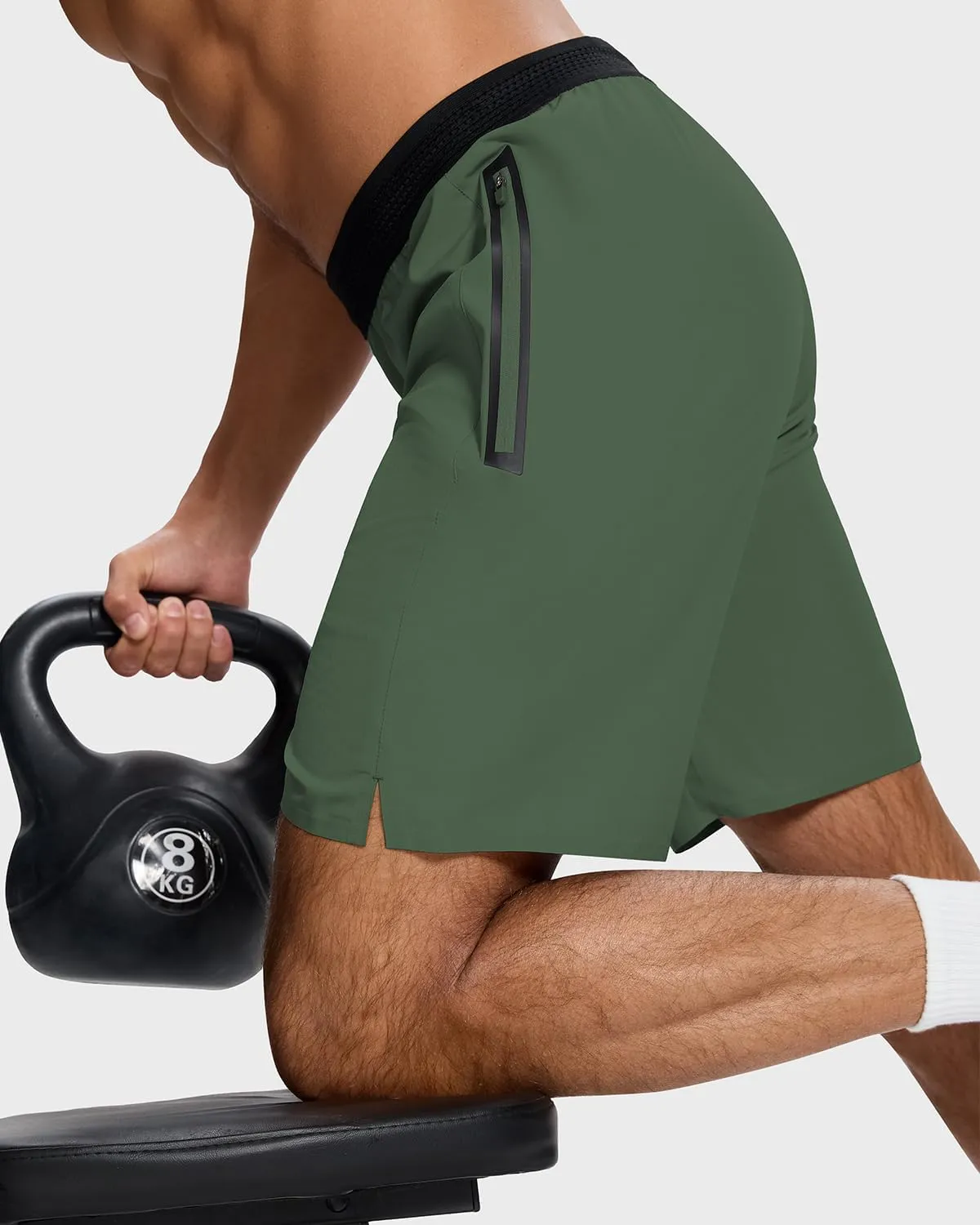 Men's Running Active Shorts - Lightweight Quick Dry Gym Sports Tennis Short Single Zipper Pocket for Essentials