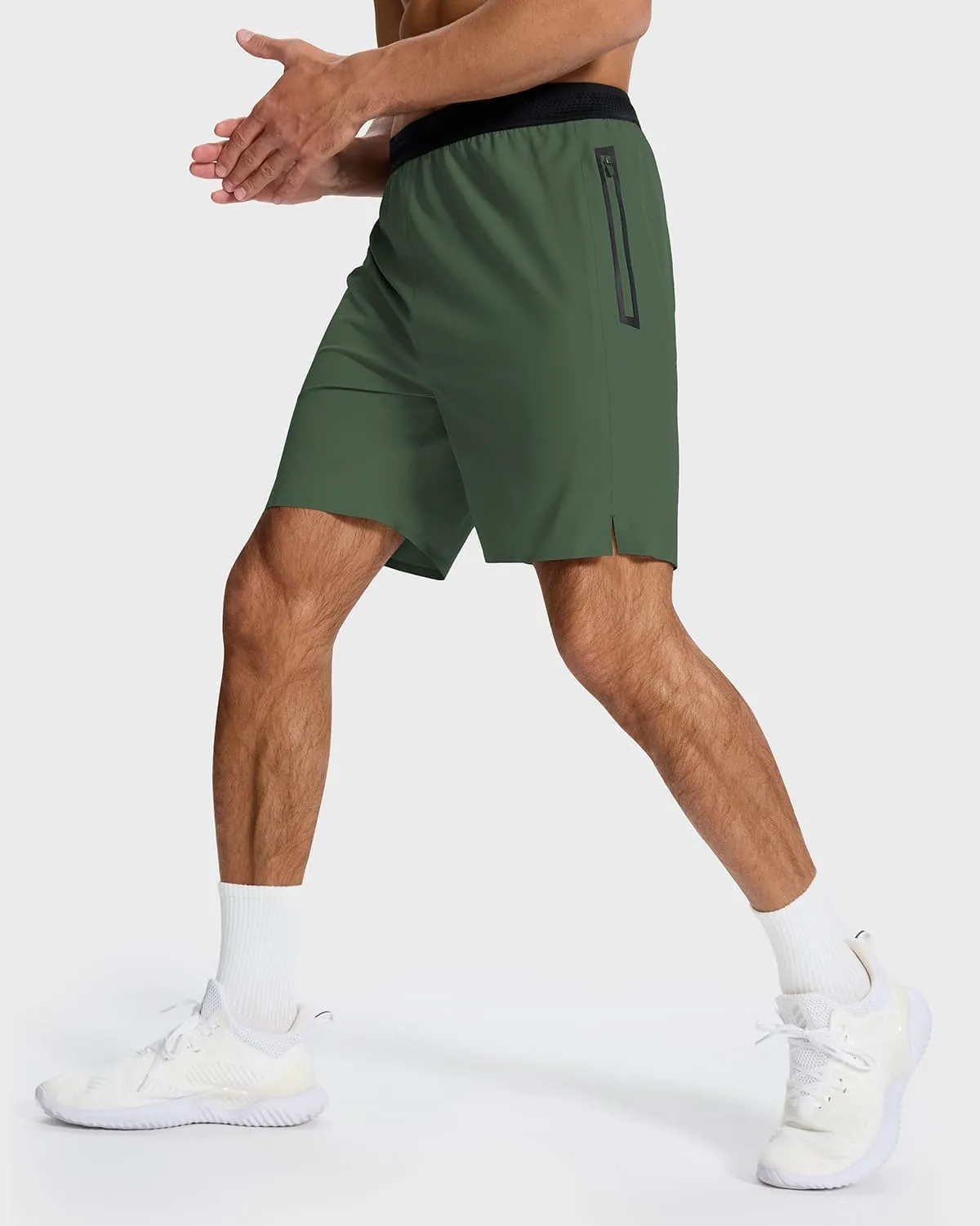 Men's Running Active Shorts - Lightweight Quick Dry Gym Sports Tennis Short Single Zipper Pocket for Essentials