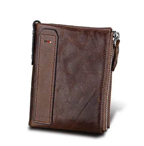 Men's Short  wallet Anti-theft brush leather wallet men's