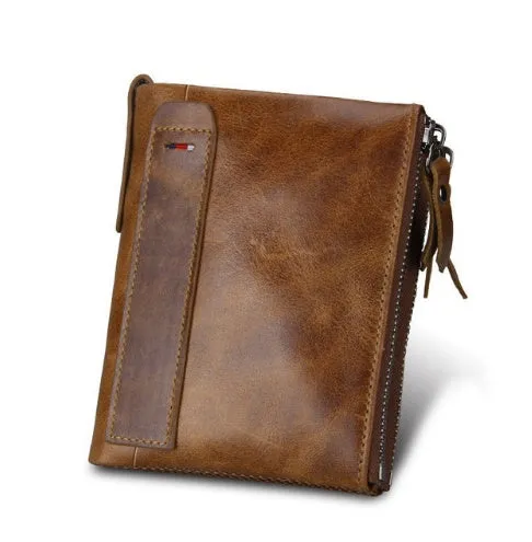 Men's Short  wallet Anti-theft brush leather wallet men's