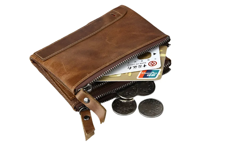 Men's Short  wallet Anti-theft brush leather wallet men's