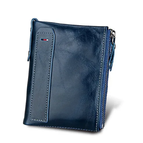 Men's Short  wallet Anti-theft brush leather wallet men's