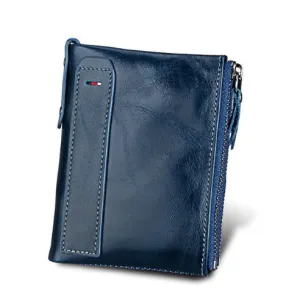 Men's Short  wallet Anti-theft brush leather wallet men's