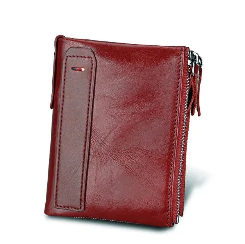 Men's Short  wallet Anti-theft brush leather wallet men's