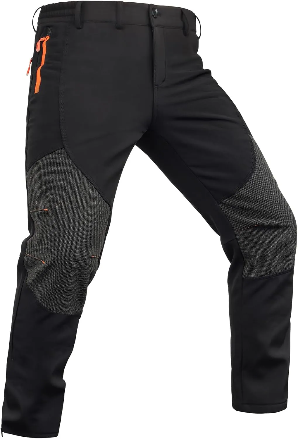 Mens Snow Pants Waterproof, Insulated Fleece Winter Hiking Skiing Pants for Men- Adjustable Waist, Bottom Zipper