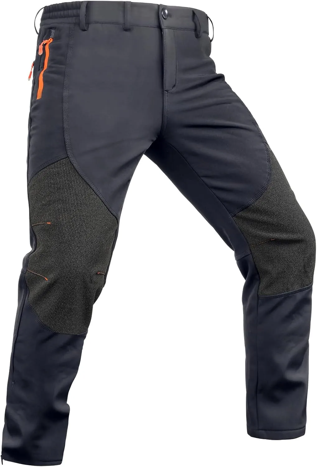 Mens Snow Pants Waterproof, Insulated Fleece Winter Hiking Skiing Snow Pants for Men- Adjustable Waist, Durable Knee Fabric, Convenient Bottom Zipper(Grey, 3832)