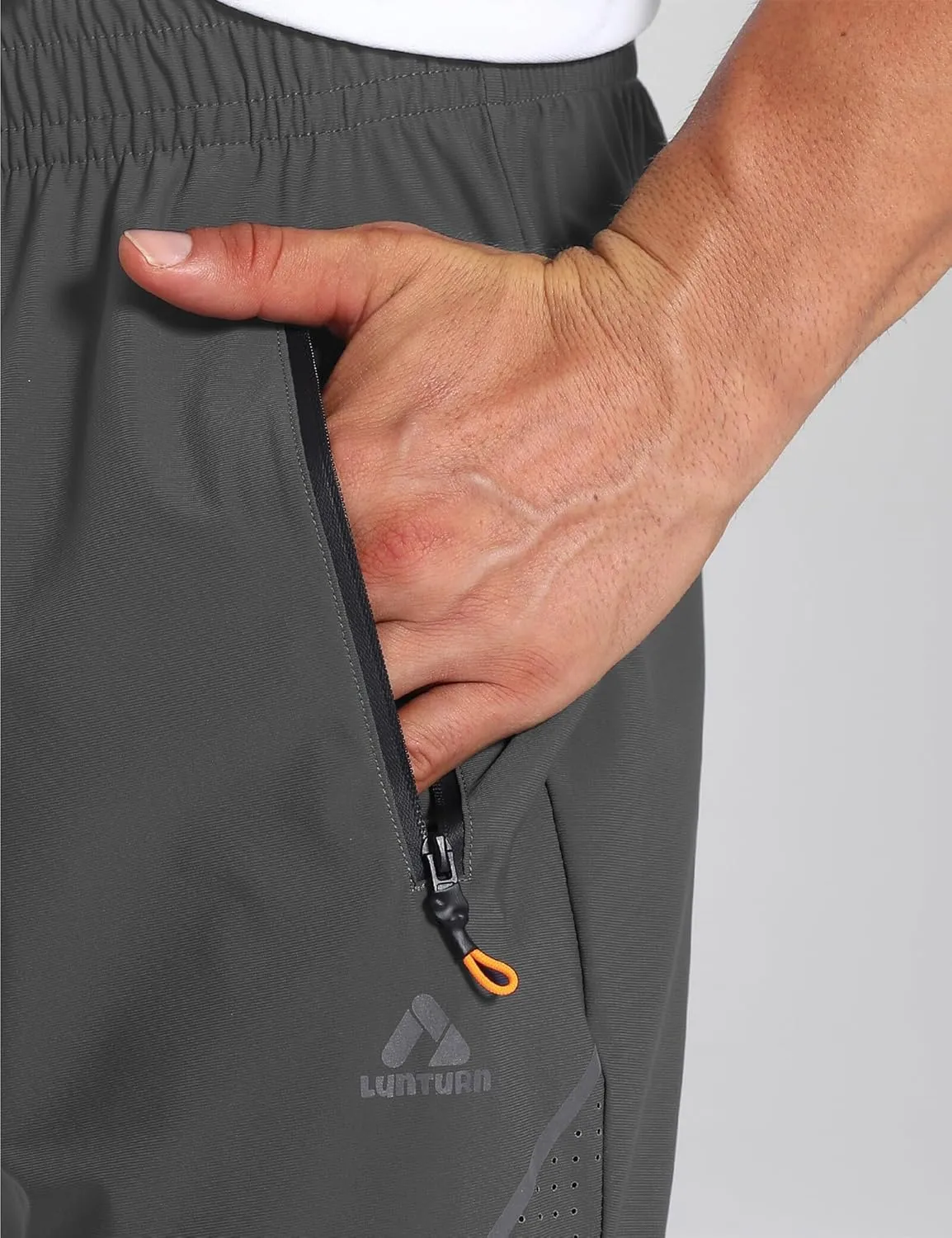 Men's Stretch Athletic Fishing Pants Lightweight Cool-Touch Workout Joggers with Zipper Pockets