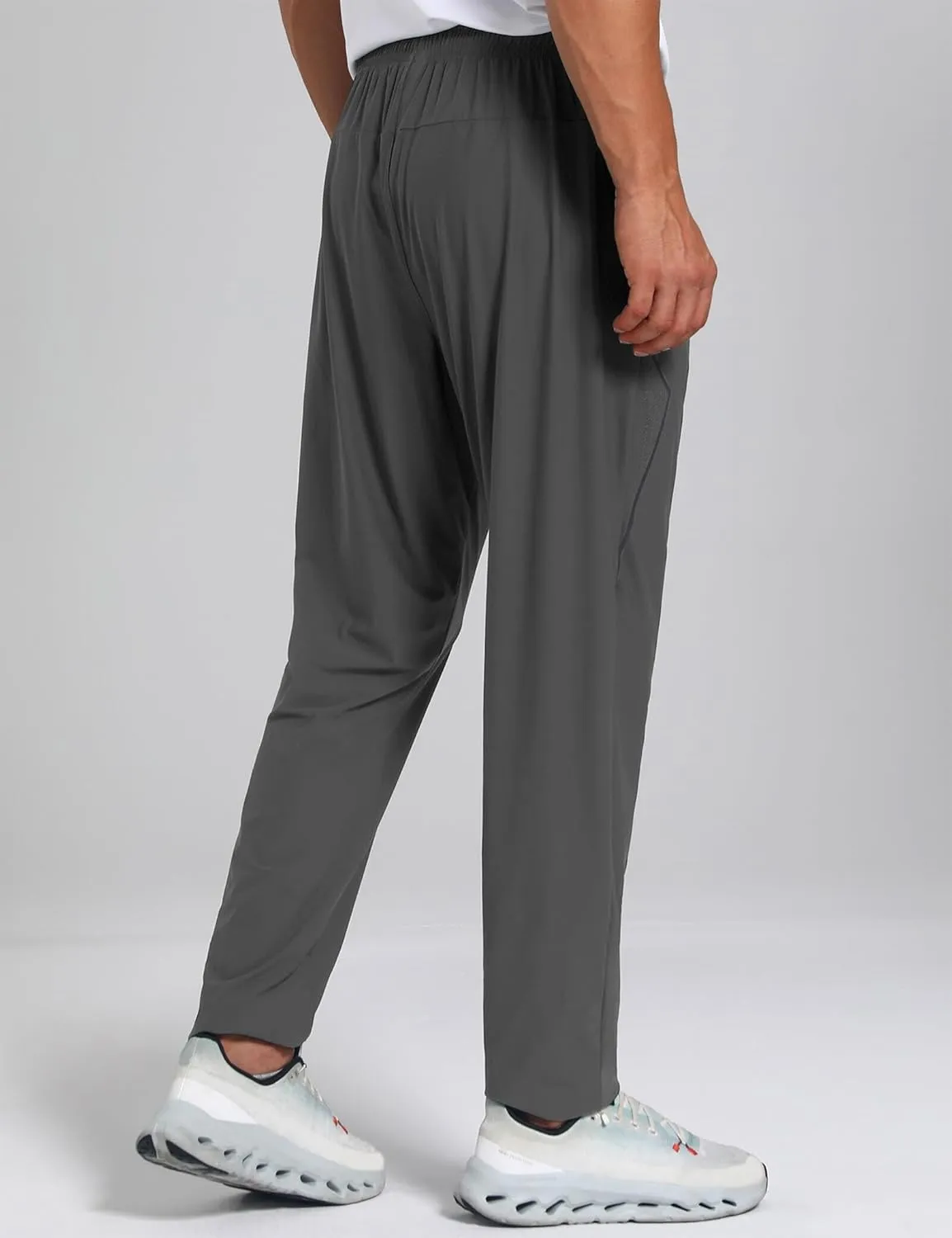 Men's Stretch Athletic Fishing Pants Lightweight Cool-Touch Workout Joggers with Zipper Pockets