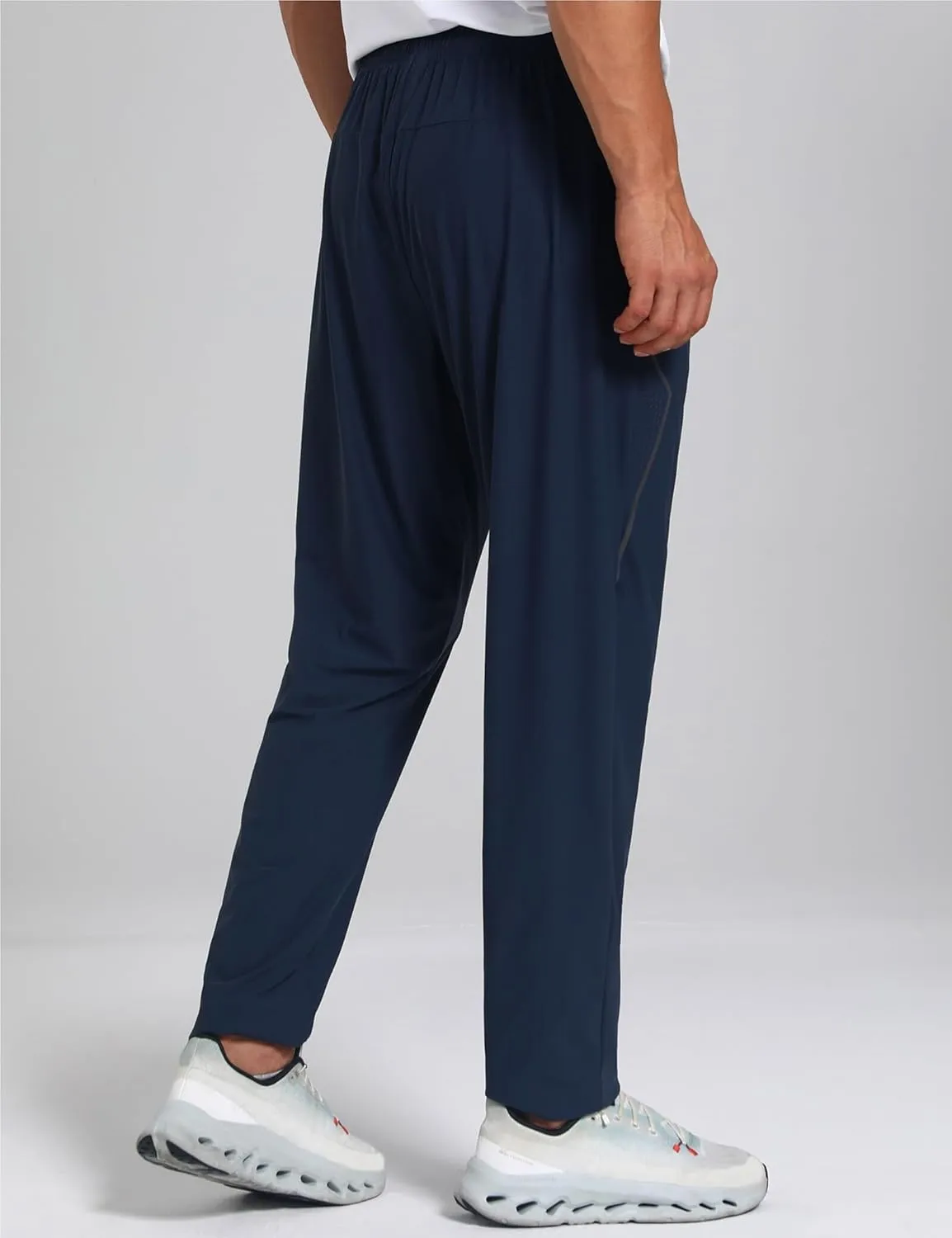 Men's Stretch Athletic Fishing Pants Lightweight Cool-Touch Workout Joggers with Zipper Pockets