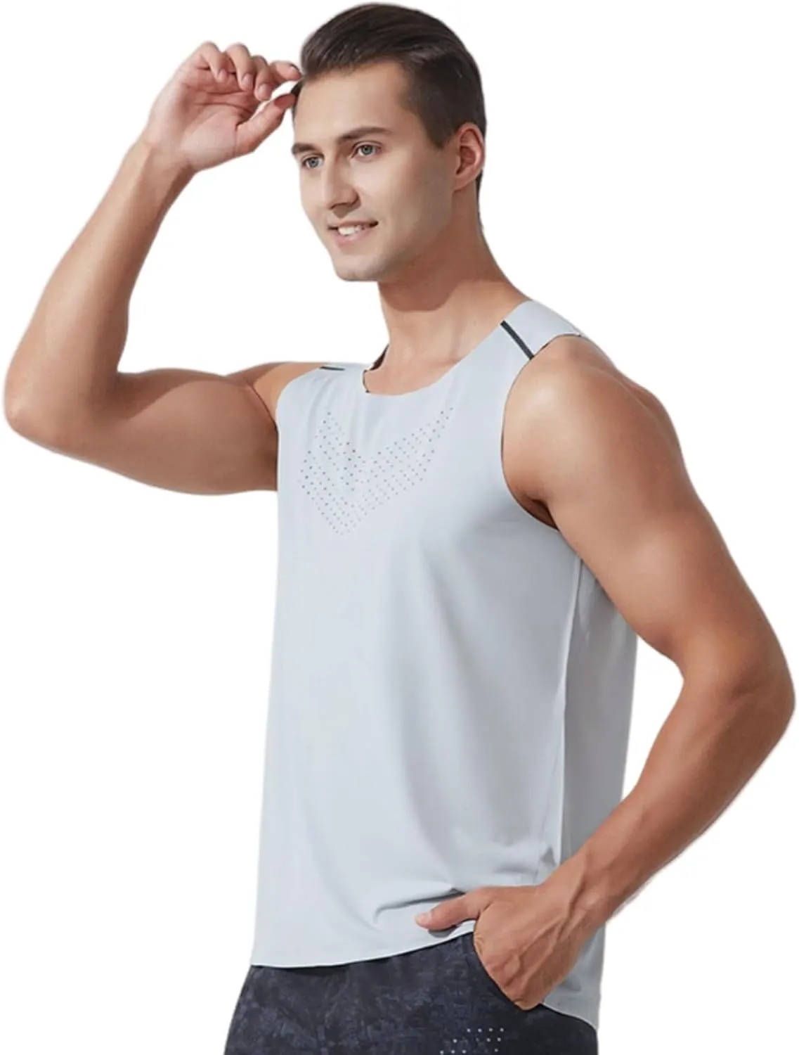 Men's Summer Lightweight Ventilated Running Vest, Sleeveless Quick Dry Fitness for Sports Outdoor