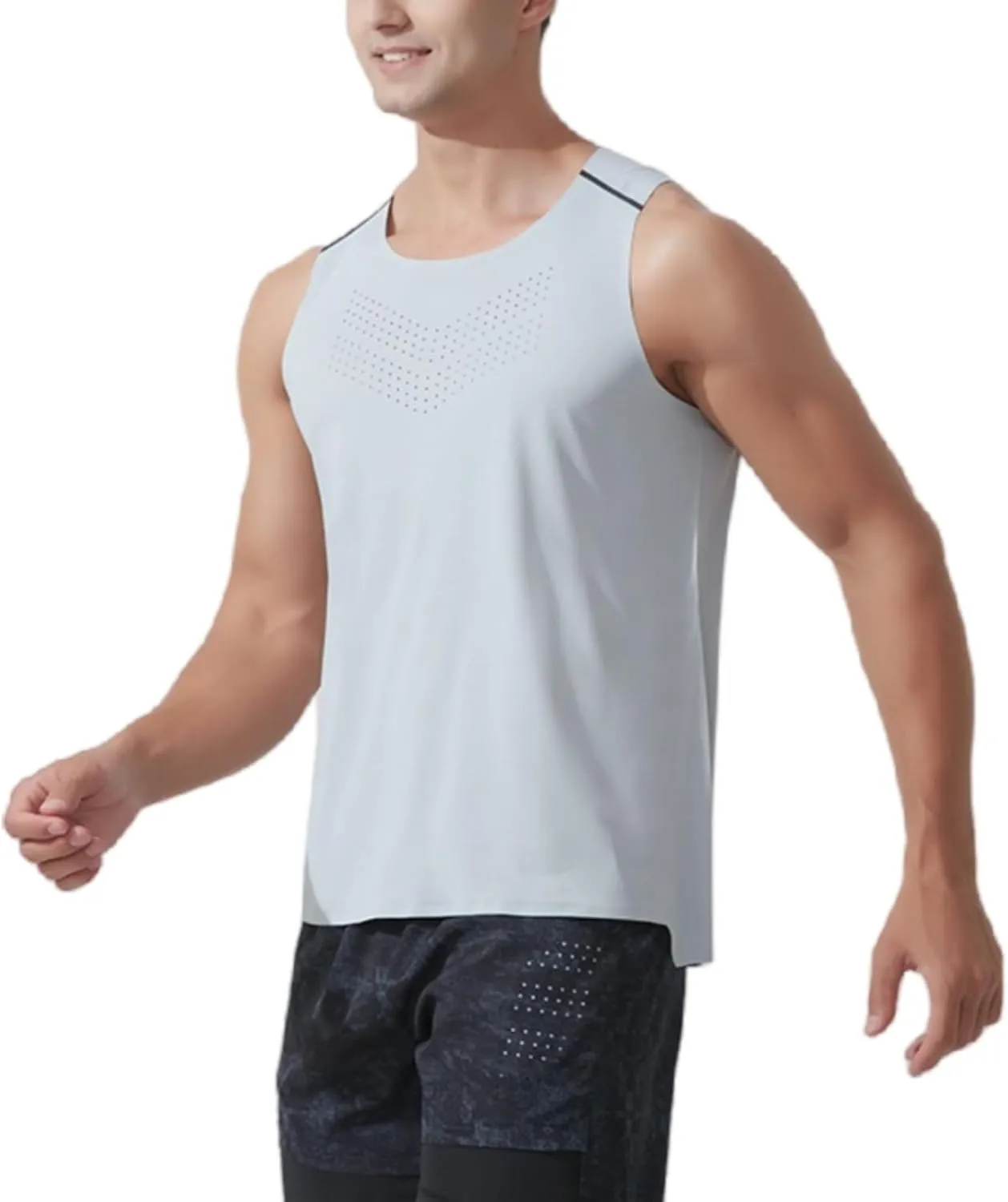 Men's Summer Lightweight Ventilated Running Vest, Sleeveless Quick Dry Fitness for Sports Outdoor