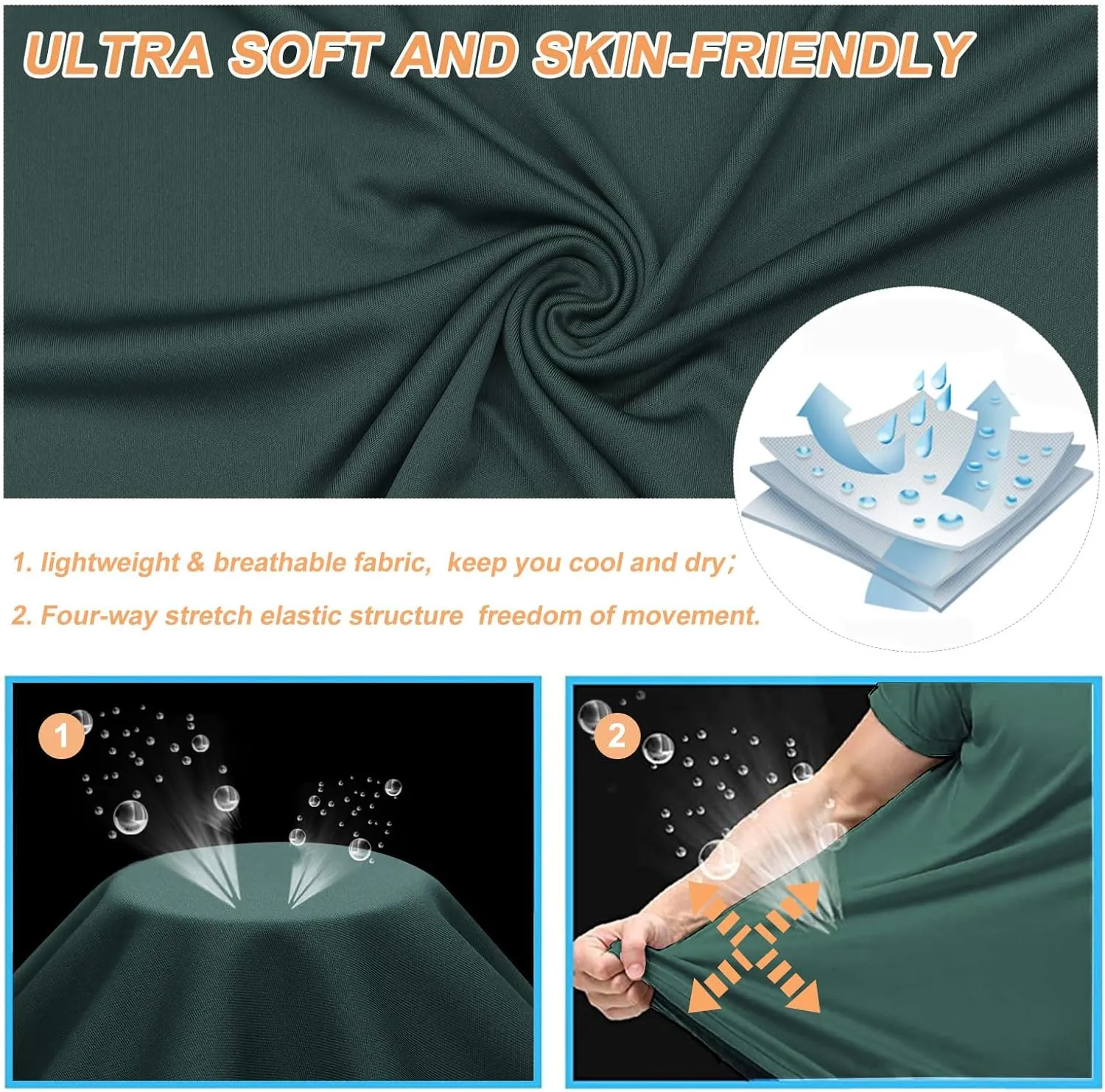 Men's Swim Shirt Rash Guard, UPF50  UV Sun Protection Quick Dry SPF Short Sleeve Fishing Beach T-Shirts