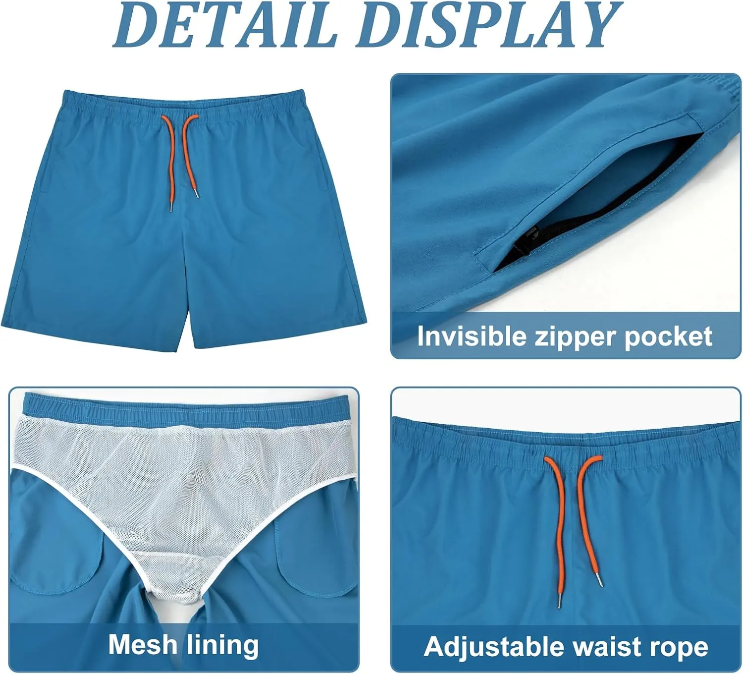 Mens Swim Trunks 7" Quick Dry Swim Shorts Swimsuit Swimming Trunks Swimwear with Pockets