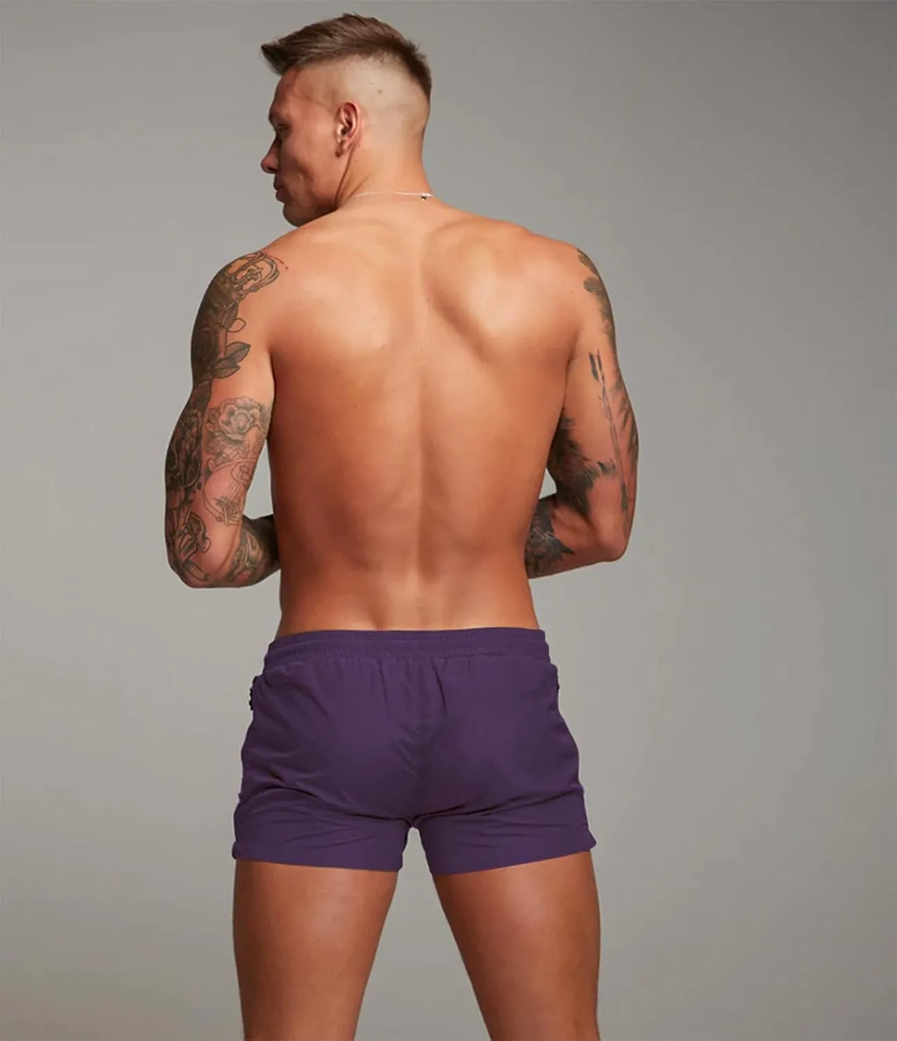 Mens Swim Trunks Quick Dry Swimwear Zipper Pockets, Swim Shorts with Mesh Lining