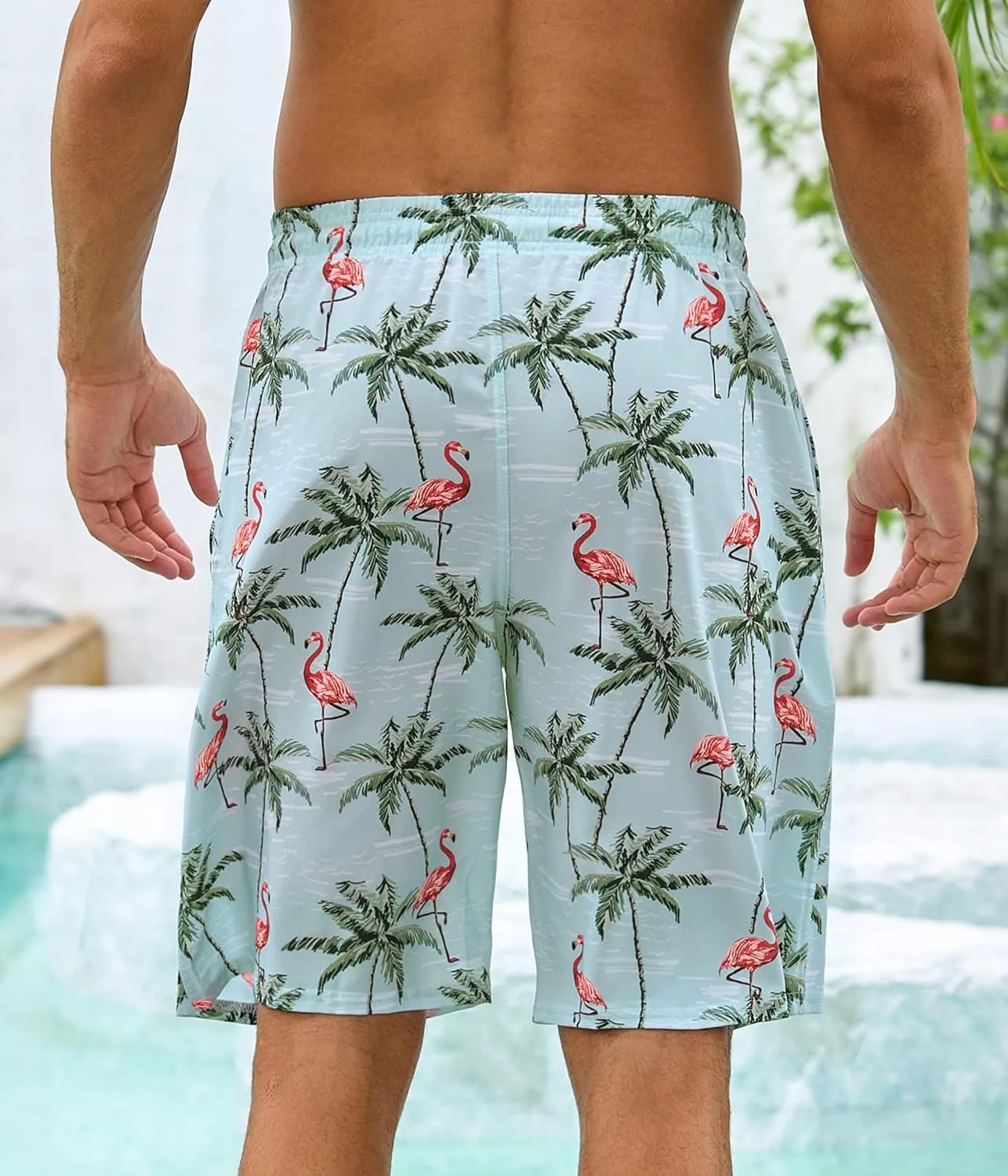 Mens Swim Trunks with Compression Liner 9" Swim Trunks Quick Dry Surfing Beach Shorts Hawaii Sports Shorts