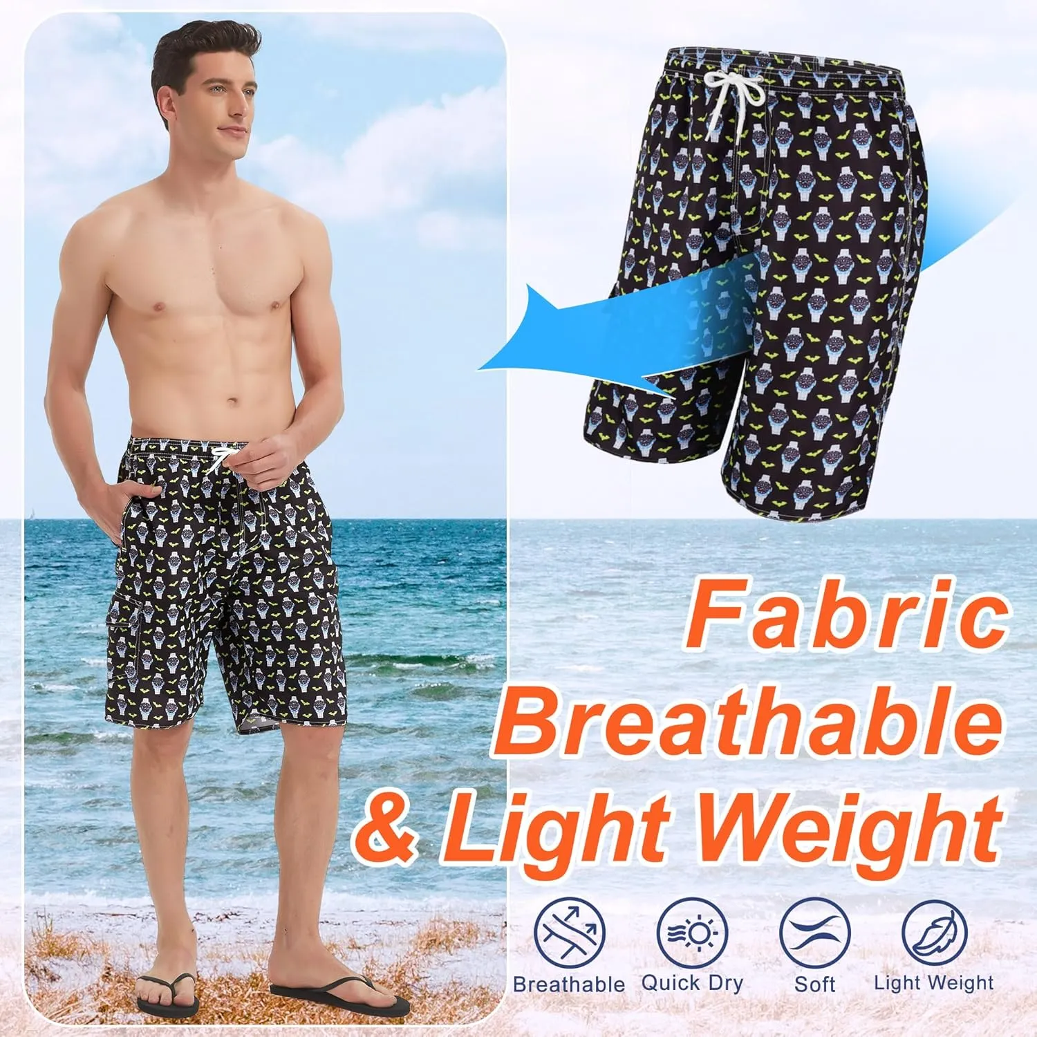 Mens Swimming Trunks Swim Trunks Quick Dry Swim Shorts with Mesh Lining Funny Swimwear Bathing Suits