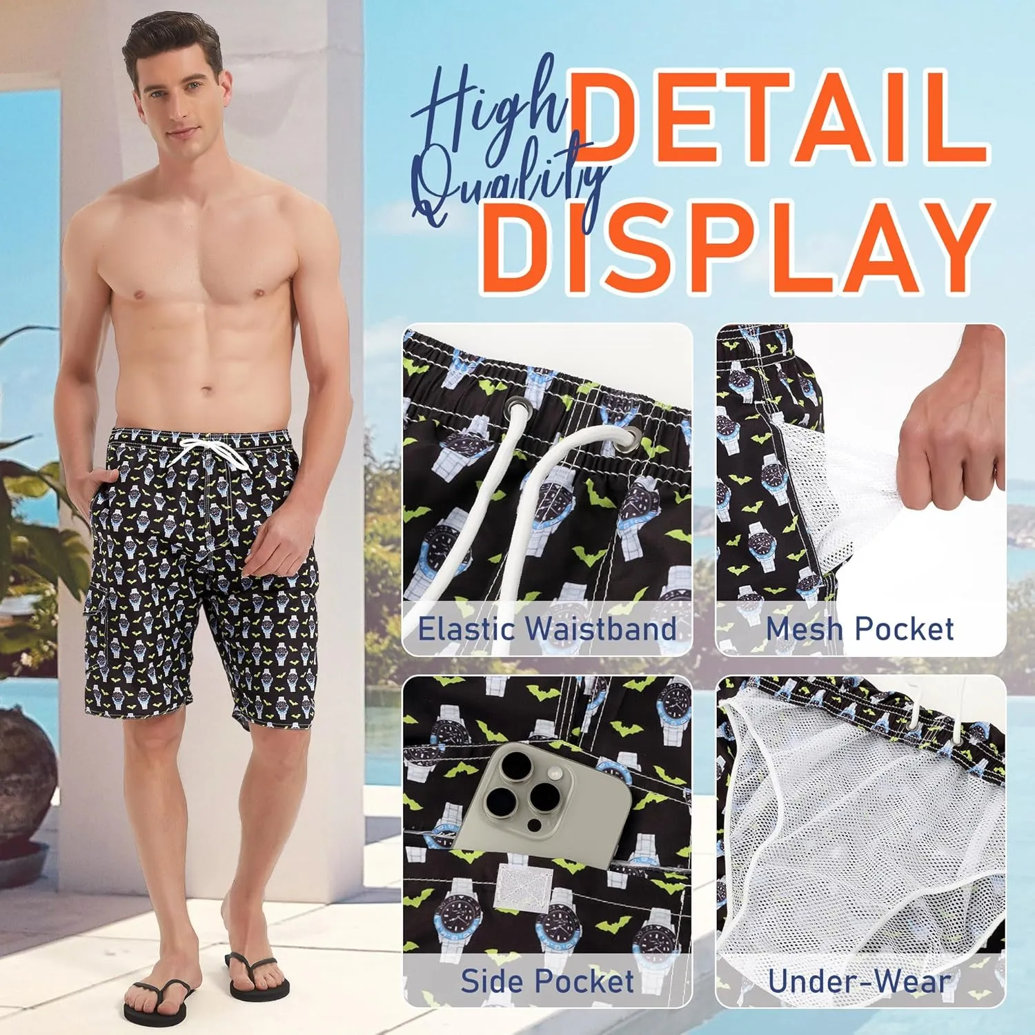 Mens Swimming Trunks Swim Trunks Quick Dry Swim Shorts with Mesh Lining Funny Swimwear Bathing Suits