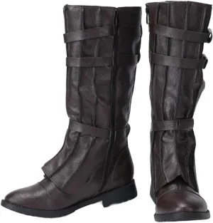Mens Tall Boots Medieval Renaissance Pirate Cosplay Boot Halloween Costume Shoes Vintage Stage Leather Shoe