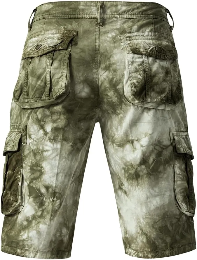 Men's Tie-dye Cargo Shorts - Summer Regular-Fit Military Shorts with Multi-Pockets