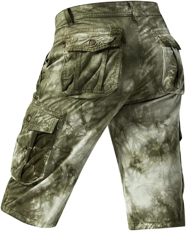 Men's Tie-dye Cargo Shorts - Summer Regular-Fit Military Shorts with Multi-Pockets