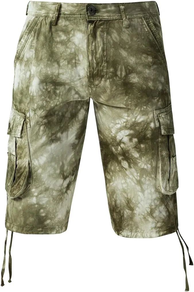 Men's Tie-dye Cargo Shorts - Summer Regular-Fit Military Shorts with Multi-Pockets