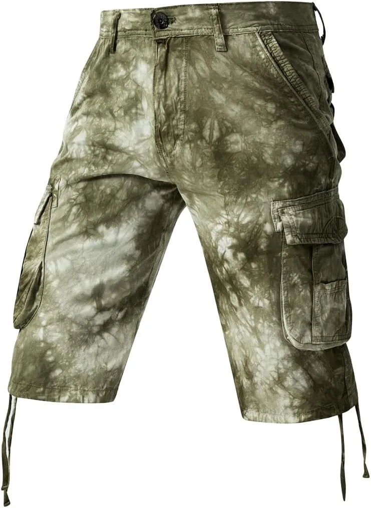 Men's Tie-dye Cargo Shorts - Summer Regular-Fit Military Shorts with Multi-Pockets