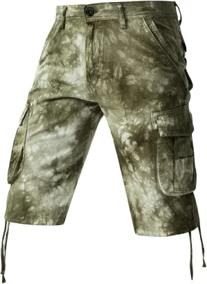 Men's Tie-dye Cargo Shorts - Summer Regular-Fit Military Shorts with Multi-Pockets