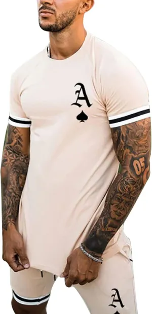 Mens Tracksuit 2 Piece Outfits Casual Summer Sport Set