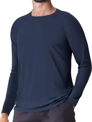 Men's UPF 50  Rash Guard Long Sleeve Sun Protection Running Shirts Quick Dry Workout Fishing Swim T-Shirts